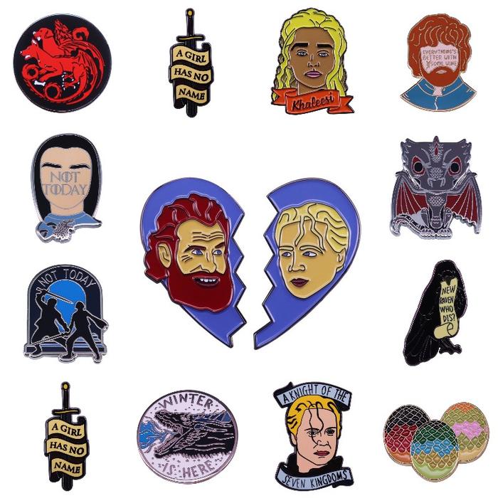 Hard Enamel Pins Luxury Copper Thrones Game TV Custom Feminist Fantasy Dragon War Novel TV Brooch La