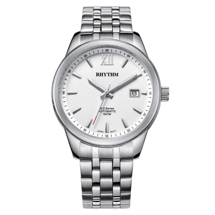 Jam Tangan Pria Rantai Silver Dial Tanggal RHYTHM AUTOMATIC AV1503S01
