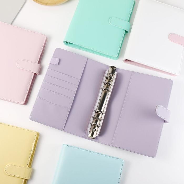 A5 Macaroon Color PU Leather DIY Binder Photocards Collect Book Diary Agenda Planner DIY Cover Album