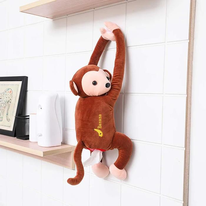 PIPI Monkey Car Tissue Box Cartoon Tissue Cover Paper Holder Napkin Box Paper Storage Box Car Seat T