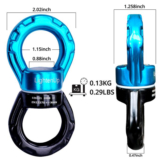 Outdoor Rock Climbing Carabiner Swivel Connector, Universal Gimbal Ring, Yoga Swing, Hammock Rope, R
