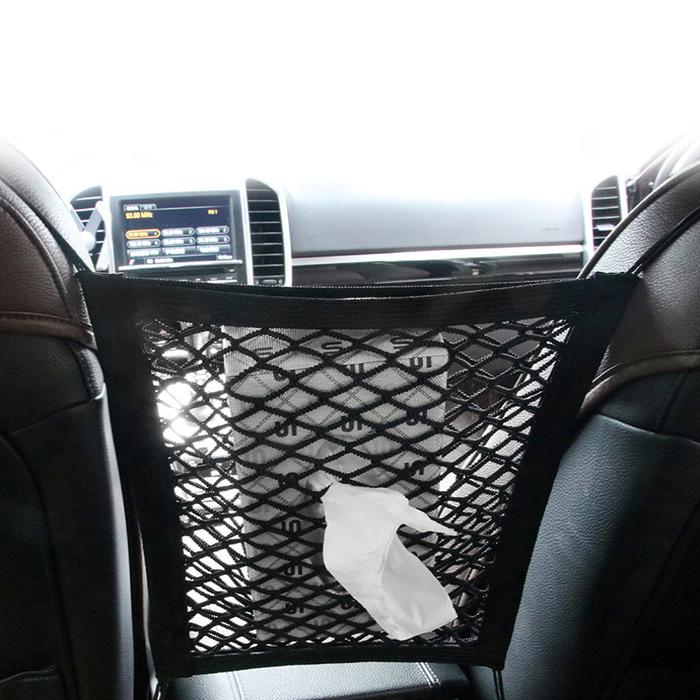 Car Front Back Seat Storage Mesh Pocket Double-layer Storage Net Storage Elastic Bag Auto Organizer 