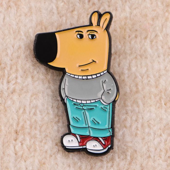 Calm Guy Enamel Pin Cute Dog Brooch Pines Lapel Pins Badge on Backpack Clothing Accessories Jewelry 
