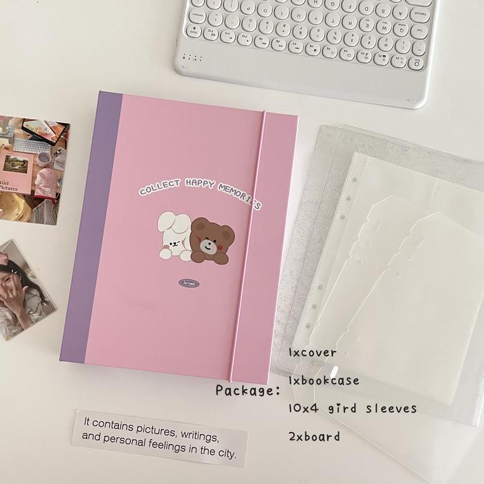 Sharkbang Designed A5 Binder Collect Book 25mm Ring Cover Puppy Bear Diary Journal Refills Bandage P