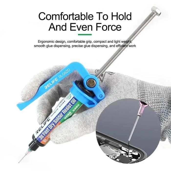 RELIFE RL-062D Manual Labor-saving Glue Gun 5CC-10CC Welding Oil Flux Booster UV Glue Booster for PC
