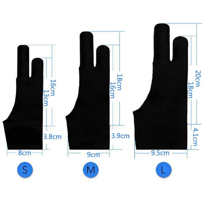 Black 2 Finger Anti-Fouling Glove Artist Drawing Glove For Any Graphics Drawing Table Both For Right