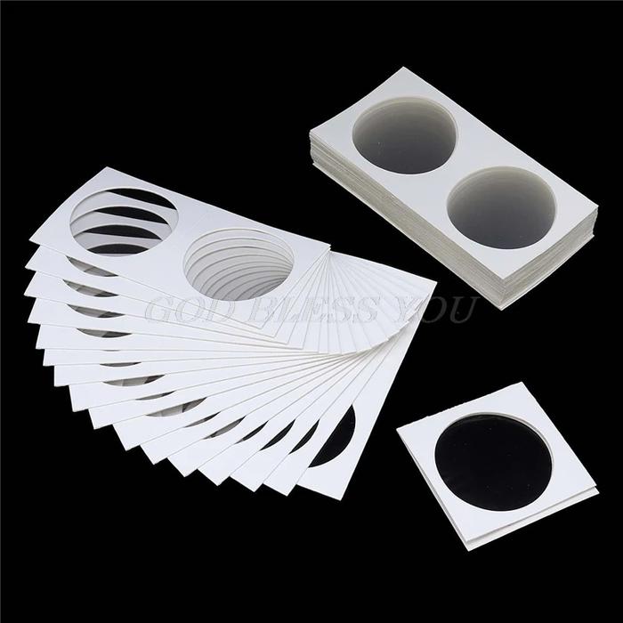 50PCS Square Cardboard Coin Holders Coin Supplies Coin Album Collection Lighthouse Stamp Coin Holder