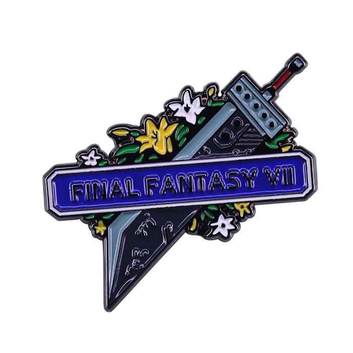 Final Fantasy VII Enamel Pin Cloud Buster Sword with Lunar Tear flower Pin Nostalgia Game FFVII Weap