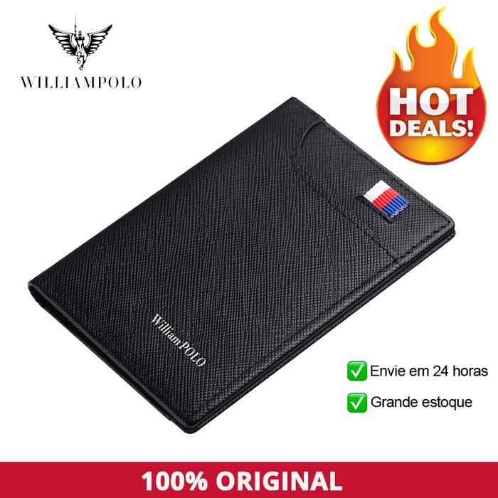 WILLIAMPOLO Men's Wallet 6 Card Holders Purse For Men Leather Luxury Credit Card Wallet Male Small P