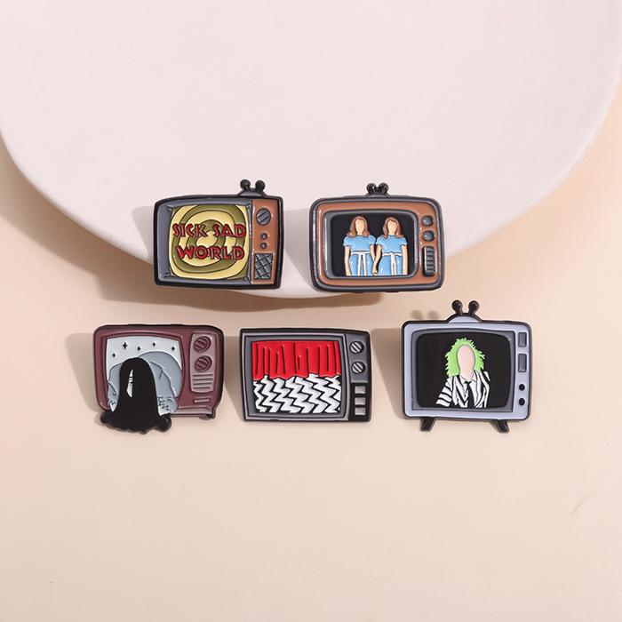 Horror Movie TV Series Enamel Pins Custom Twins Television Brooches Lapel Badges Punk Gothic Jewelry
