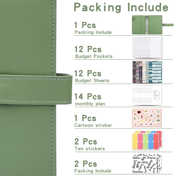 A6 Binder Budget Planner Notebook Covers Folder A6 Size 6 Hole Binder Pockets Plastic Binder Zipper 