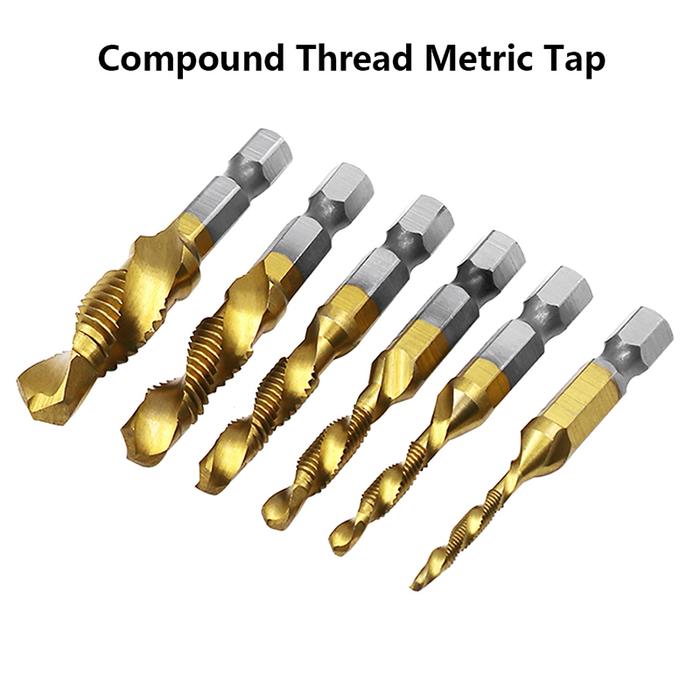 Hex Shank HSS Screw Thread Metric Tap Drill Bits Screw Machine Compound M3 M4 M5 M6 M8 M10 Hand Tool