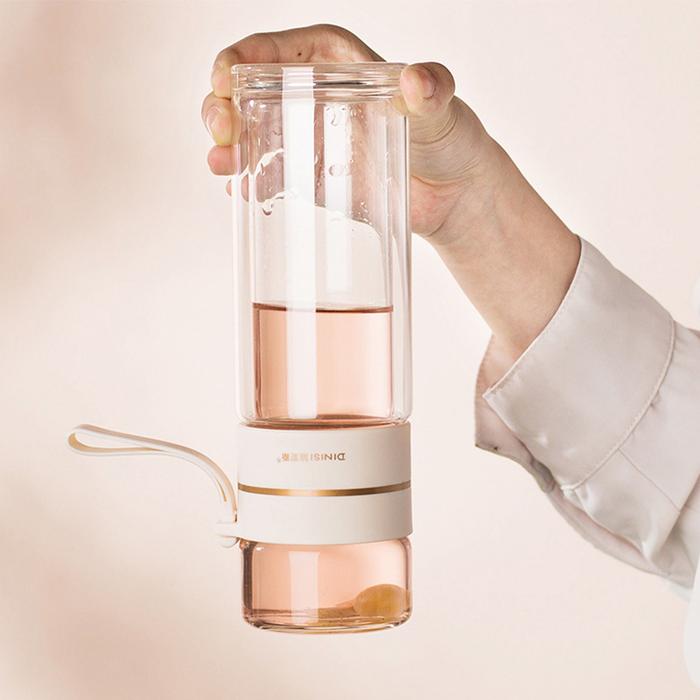 Cute Creative Transparent Bubble Tea Insulation Hot Water Bottle Tea Water Separation Glass Thermos