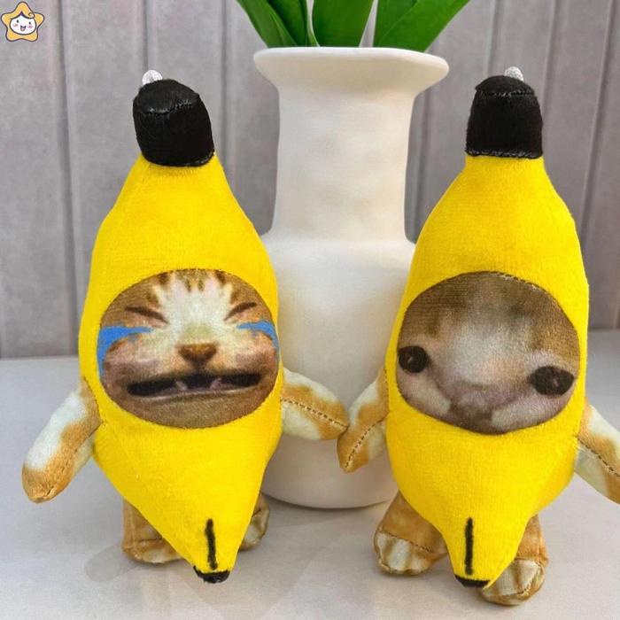 Banana cat happy cat cute funny creative doll bag pendant send girlfriends banana cat keychain