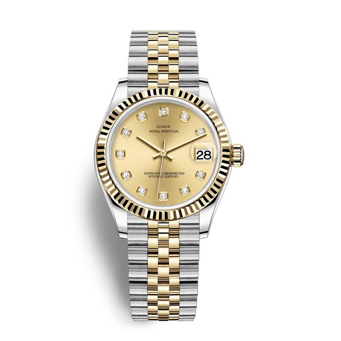 LGXIGE Women Watches For Girls Women Pink Shell Dial New in Gold Women's Wrist Watches Waterproof La