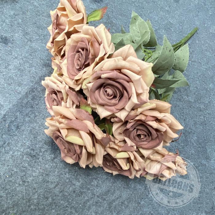 Ｎew Artificial Rose Flowers Plants Leaves Pink Silk Fake Plants Home Decoration White Autumn Bouquet