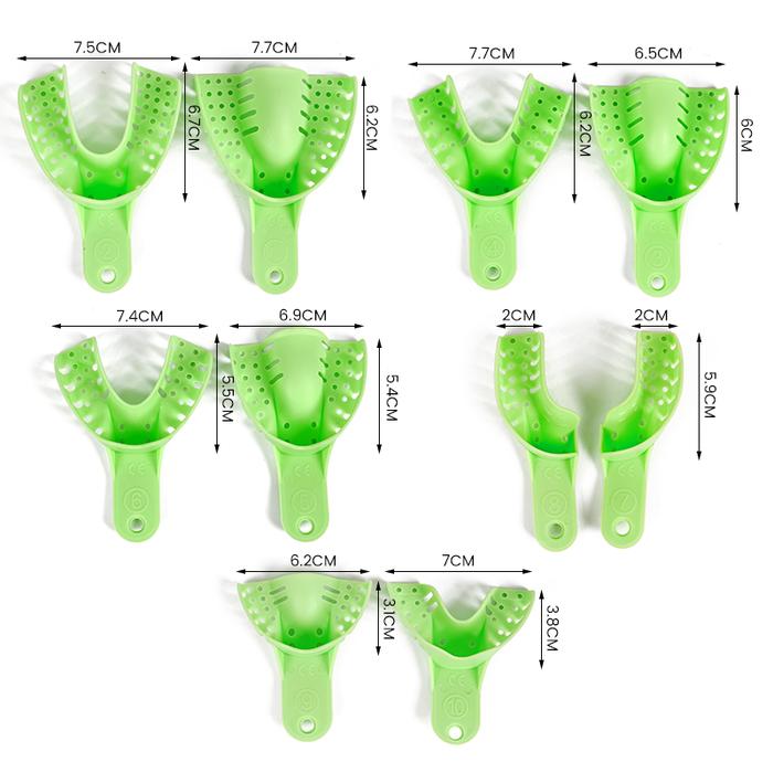 Dental Plastic Impression Trays Perforated Green Tooth Holder Durable Autoclave Teeth Tray Dentist O