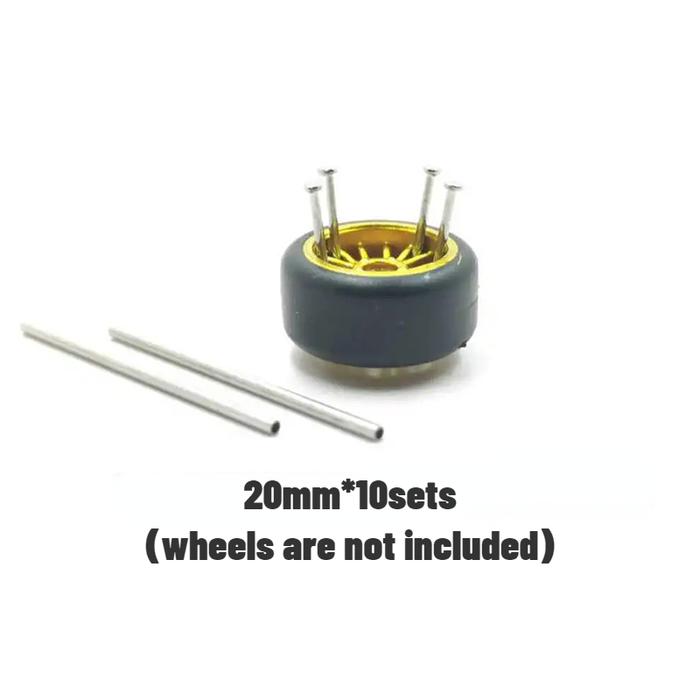 10 Sets 0.8x18mm-30mm Hollow Shaft with Nails Pin 1/64 Model Alloy Car Wheels Axle For Hot Wheel/Mat