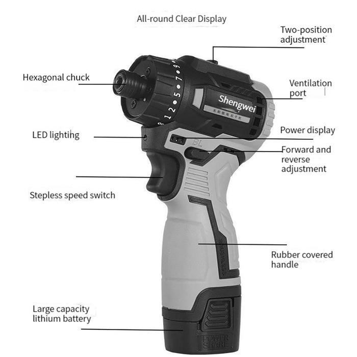 18V 1500mAh Brushless Electric Screwdriver 60Nm High Torque 2100RPM Cordless Drill Wireless Recharge
