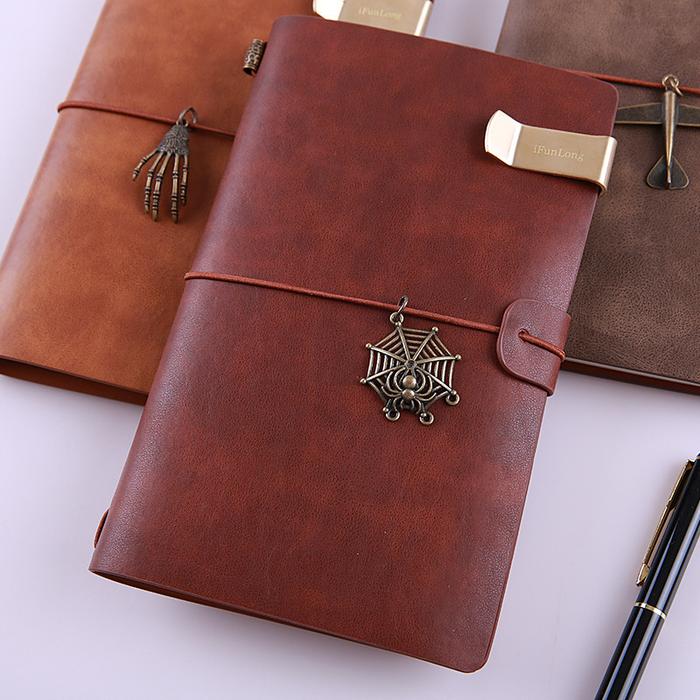 A6 Leather Notebook Handmade Vintage Cowhide Diary Journal Sketchbook Planner Airplane Travel Notebo