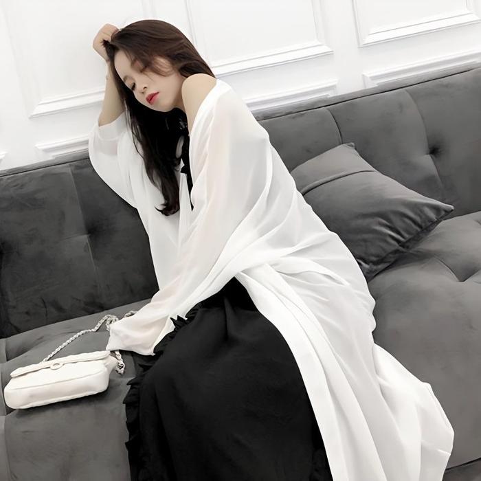 Super Immortal Korean Sunscreen Women Mid Length Chiffon Cardigan