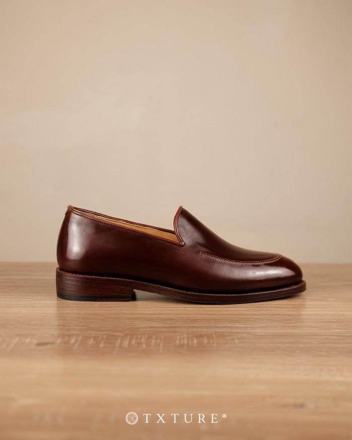 TXTURE - Sepatu Kulit Pria Plain Loafers - Red Brown