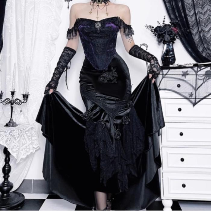 Goth top fish tail purple Christmas dress