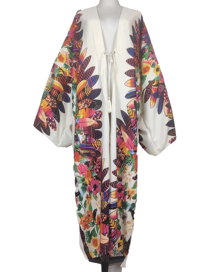 African Women Traditional Outfit Cotton Printed Long Sleeve Duster Coat Oversized Kuwait Lady Swimwe