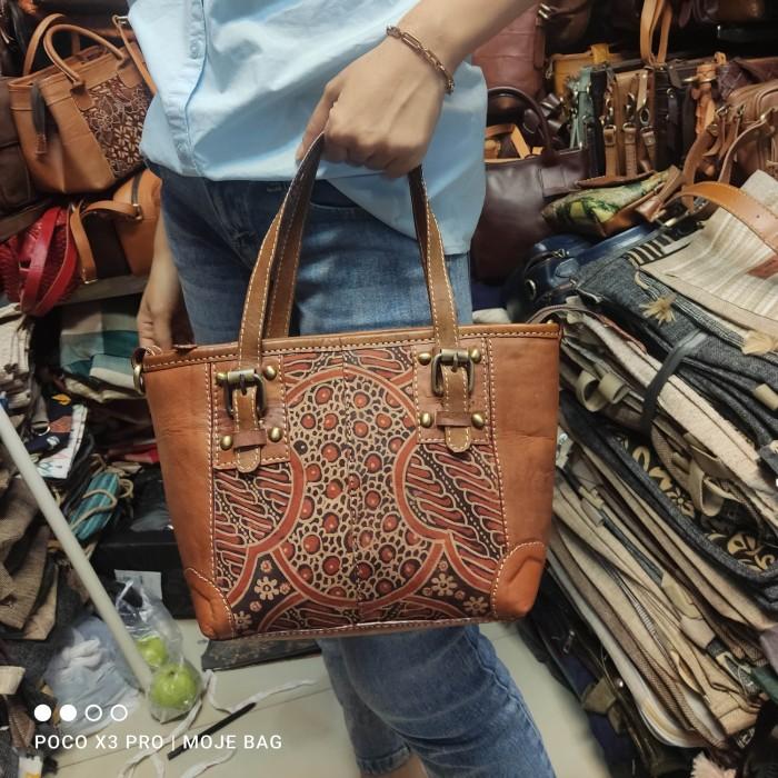 tas kulit sapi asli lukis batik model handbag bisa slempang by muje