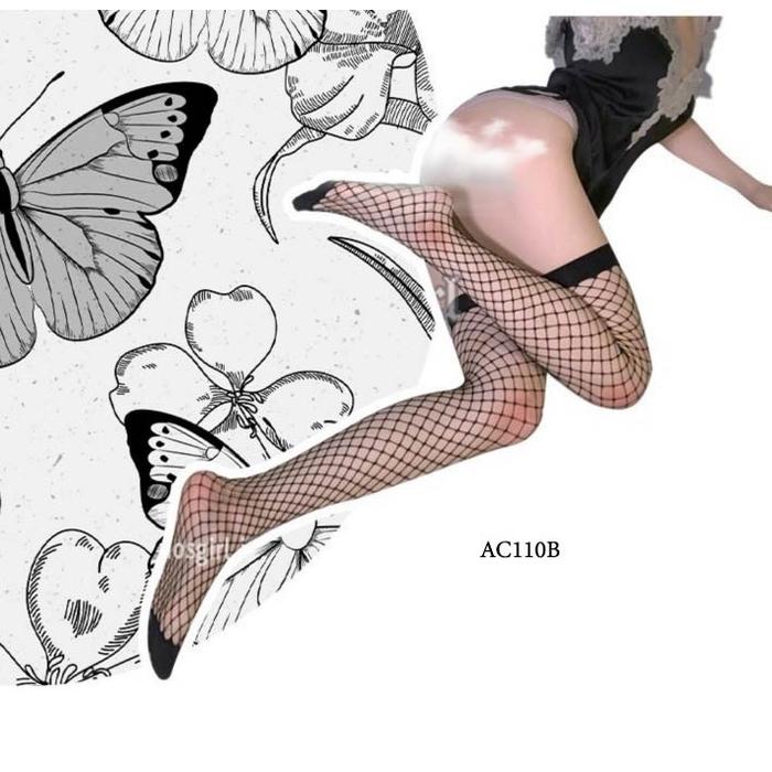 Premium Lingerie Stocking Hitam Jaring Sedang Wanita Big Size AC110B