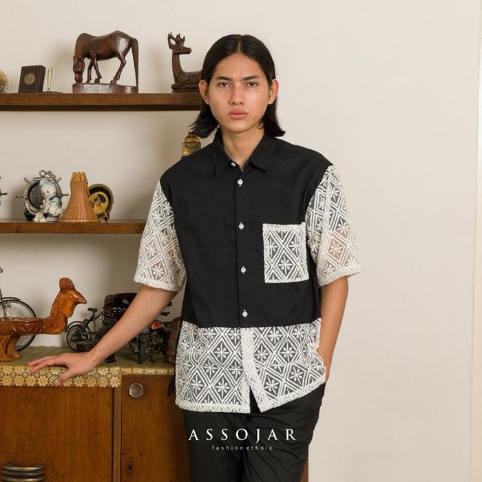 Assojar - Langsa Shirt / Kemeja Pria Kombinasi Embroidery