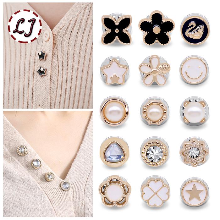 10pcs Plastic Button Brooch Prevent Accidental Exposure Buttons Brooch Pins Badge Cufflinks Detachab