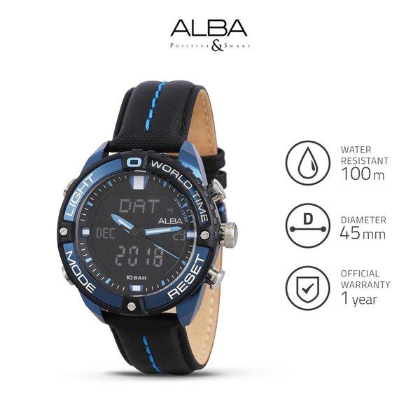 New Jam Tangan Pria Alba SIGNA Quartz Leather AZ4041X1 Original