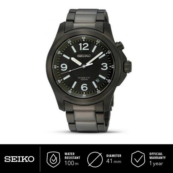 New Jam Tangan Pria Seiko Kinetic Black Dial Stainless Steel SKA465P1 SKA465 Original