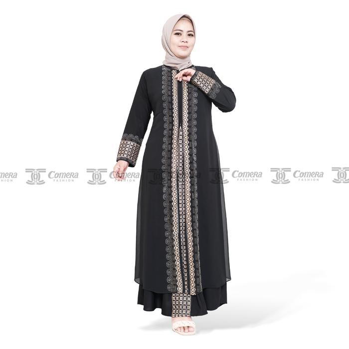 Comera Abaya Turkey Wanita Bordir Hitam Jumbo 297
