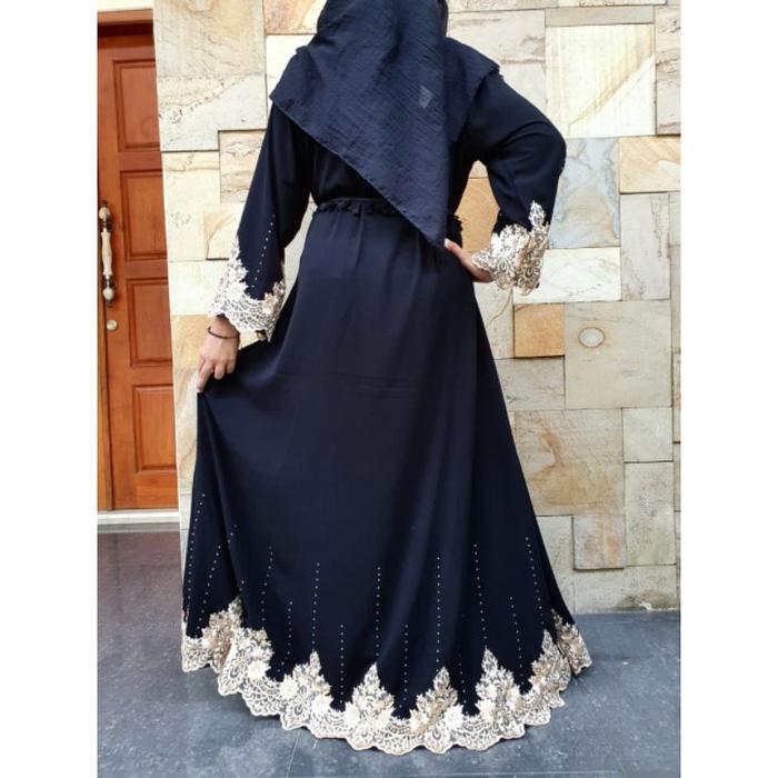 Abaya Gamis Hitam Turkey Maxi Dress Arab Saudi Bordir Turki Dubai 385