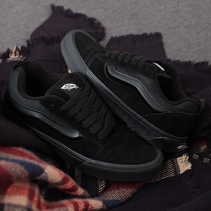 VANS KNU SKOOL PREMIUM - SEPATU VANS KNU SKOOL FULLBLACK HITAM POLOS SNEAKERS FOR MEN AND WOMEN WAFL