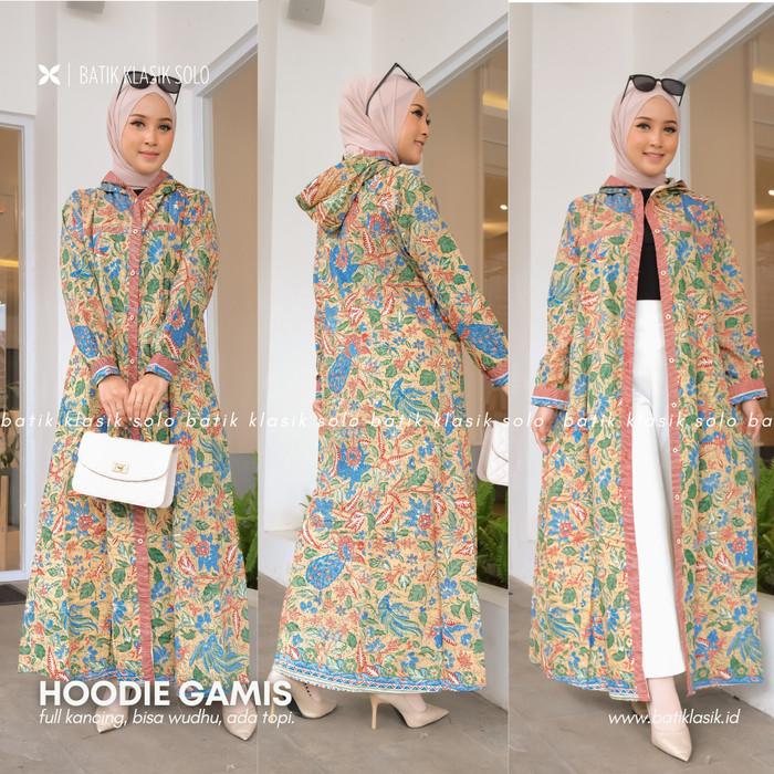 Long Hoodie Batik Katun Motif Tiga Negeri Bisa Jadi Gamis Cardi