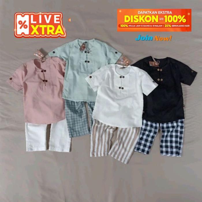 Fikar Set Kids- Setelan Anak Katun Linen Koko Anak Kurta Aqiqah Couple