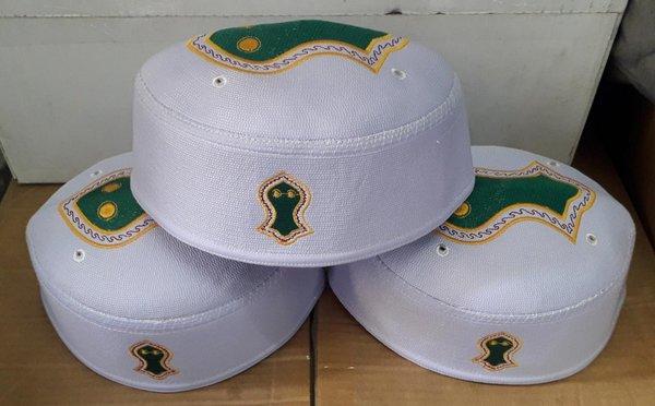 Peci Kopiah Songkok Malaysia super terompah RH2 Putih hijau dewasa Grosir 10 pcs