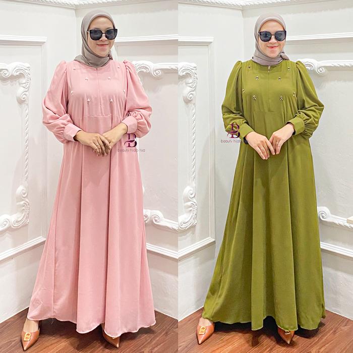 Beautyhijab Lesti Gamis CerutyBabydol Wanita Aksen Payet Kekinian Baju Lebaran 2024 BajuMuslim Busui