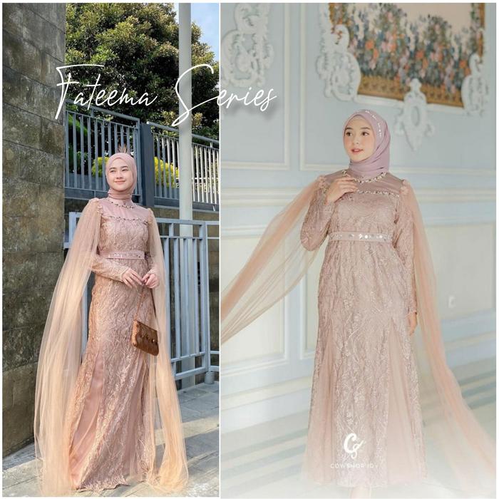 FATEEMA DRESS- GAMIS BRUKAT 5 IN 1 EKSKLUSIF WANITA SYARI BAJU PESTA KONDANGAN LEBARAN IDUL FITRI BR