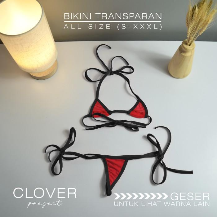 Micro Bikini Transparan Lingerie Transparan Thong G string Bra Set