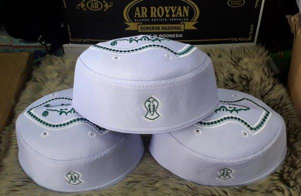 Peci Kopiah Songkok Malaysia super Terompah RH01 Putih hijau dewasa Grosir 10 pcs