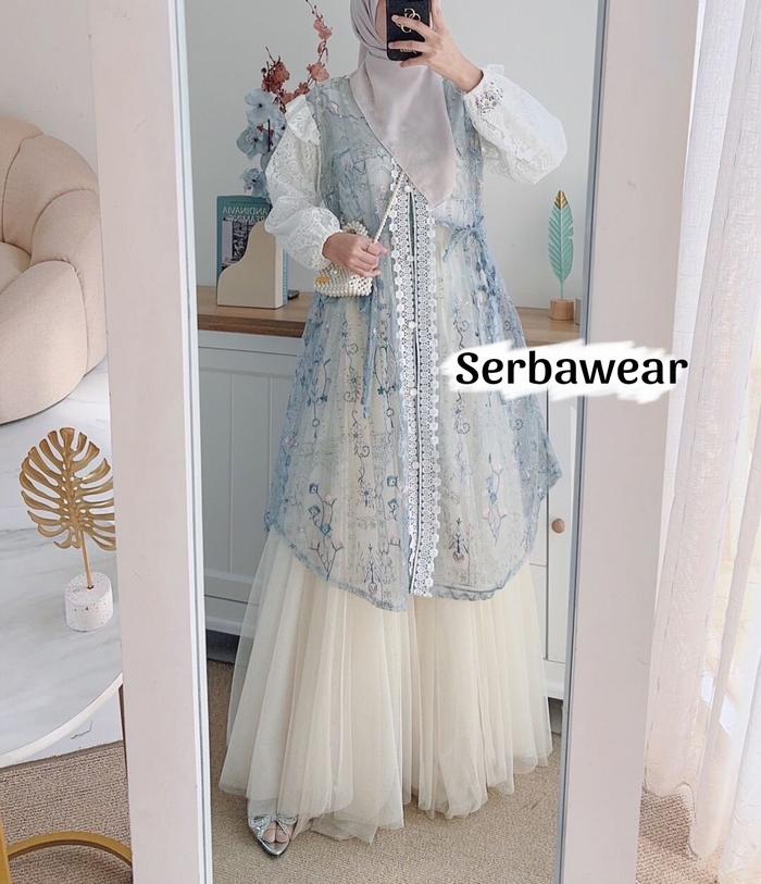 Yeril Outer Tunik Brocade Lace Outer lengan Panjang Undak |Outer Kodangan | Outer Lebaran | Outer ga