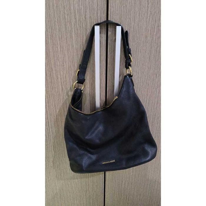 Preloved Original MK large hobo shoulder bag tas tote hitam kulit