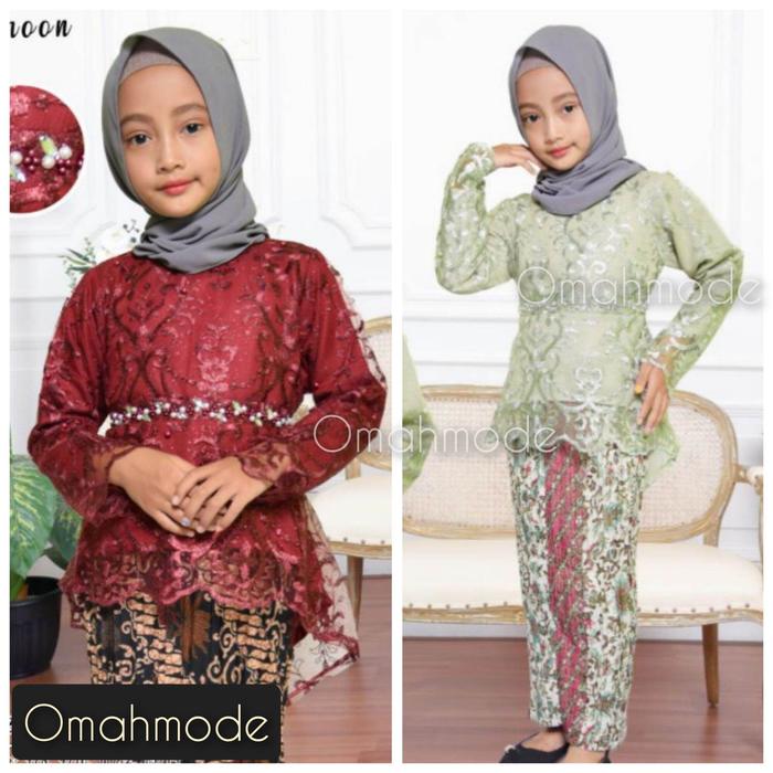 Setelan Kebaya Anak Perempuan Umur 3-12 tahun / Kebaya Lesti Kejora Payet Premium /Kebaya Wisuda SD