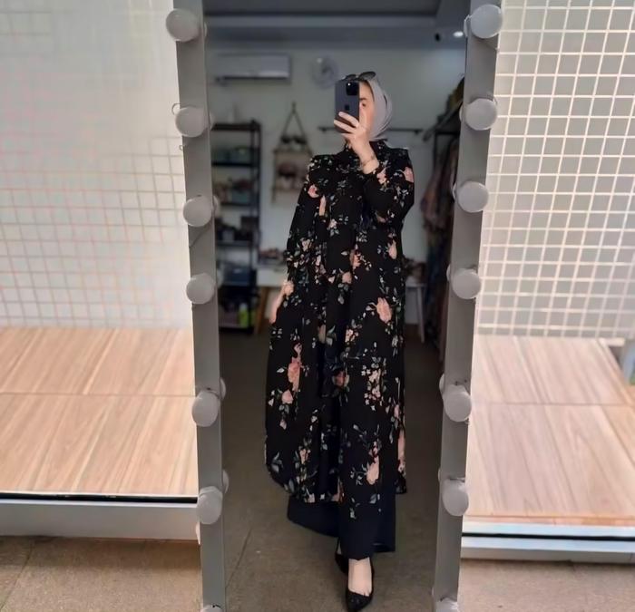 SET TUNIK NABILA MEWAH LEBARAN SET LONG TUNIK WANITA MUSLIMAH TERBARU SET TUNIK BAHAN BAJU KATUN CEL