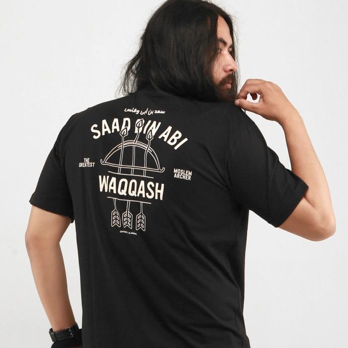 PROMO kaos dakwah hijrah muslim alnkown saad bin abi waqqash (black) NEW