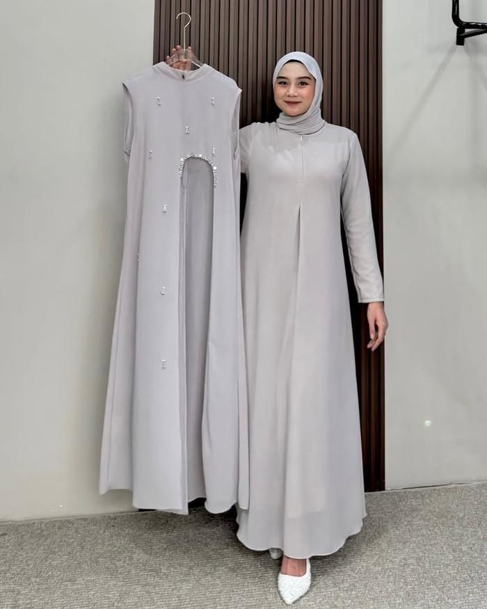 Gamis Abaya Hitam Wanita Dewasa Terbaru 2025/Gamis Set Abaya Iner + Outer Bisa Lepas Pasang Bahan Ce